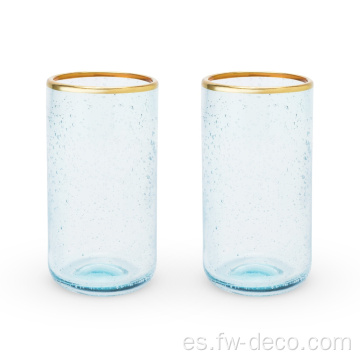 Color de vaso de colores Gafas de burbujas con borde dorado